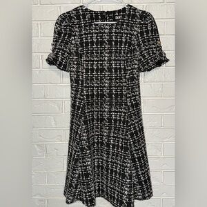 DKNY Black and White Plaid Mini Dress size 8.